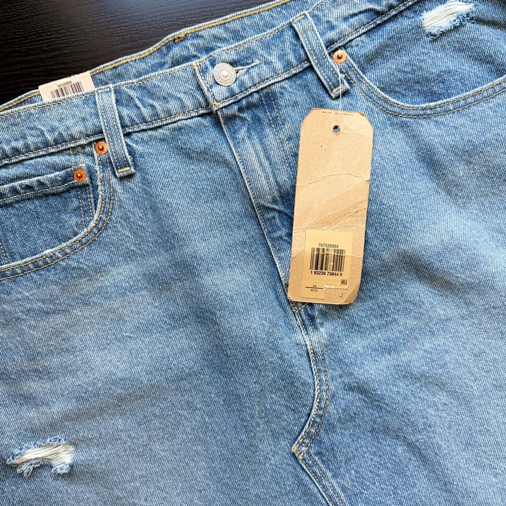 Levi’s High Rise Deconstructed Denim Skirt NWT Size 16 W33 - Picture 5 of 8